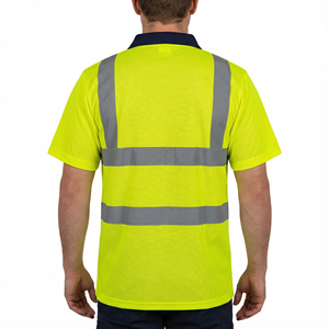 Magliette Polo <span class=keywords><strong>di</strong></span> Sicurezza ad Alta Visibilità Classe 2 <span class=keywords><strong>in</strong></span> Poliestere Riflettente per Lavori Stradali, Manica Corta per Uomo, Disponibili - Product Image 2
