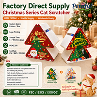 Griffoir pour chat en carton ondulé en forme de sapin de Noël avec piste à balles et clochette, sans assemblage, tapis de griffage résistant à l'usure, jouet pour chaton d'intérieur