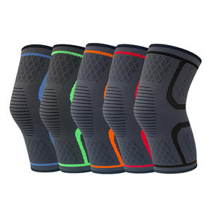 Genouillères de sport antidérapantes en silicone, compression en nylon tricoté, protection pour la course à pied, unisexe, noir, rouge, bleu, vert, orange, tailles S, M, L - Product Image 2