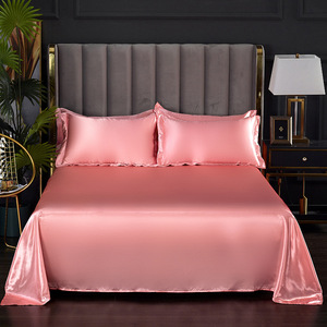 Drap plat Sabana personnalisé en soie glacée lavée, couleur unie, pour l'été, tailles King et Queen, idéal pour la maison et l'hôtel, doux pour la peau, pour lit double - Product Image 1