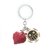 Vente chaude 4 Style Anime One Piece Diable Fruit Porte-clés En Métal Luffy Ace Law Caractère Porte-clés Pendentif Porte-clés Artisanat