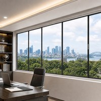 Ventana Corredera de Aluminio con Doble Acristalamiento AS2047, Pared de Vidrio Panorámica Serie 130, Aislamiento Térmico, Resistente al Viento, para Hoteles de Alta Gama