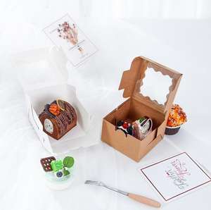 Özel düğün Cupcake kutuları ambalaj <span class=keywords><strong>2</strong></span> 4 6 delik net pencere ile bireysel kağıt Muffin kalıbı kek hediye kutusu - Product Image 4