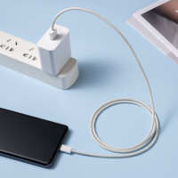 Kabel Data USB-C ke Type-C 60W PD Super Fast Charging 1M 2M untuk Ponsel, Warna Macaron, Kabel Type-C Berlapis Nilon