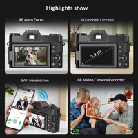 Logo/emballage personnalisés disponibles : Appareil photo numérique HD 6K pour vlog et photo, appareil photo hybride avec Wi-Fi, écran rotatif de 3,0 pouces et autofocus facial