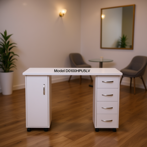 Table de manucure moderne blanche FCH avec 4 tiroirs et un placard pour les soins des ongles et les services de pédicure Modèle D0100HPU5LV - Product Image 2