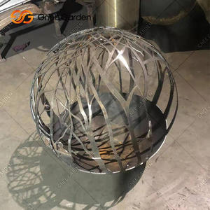 <b>Large</b> Rusty Red Corten Steel <b>Fire</b> Sphere <b>Pits</b> Winter Trees Garden Outdoor Metal Steel for Firewood - Product Image 5