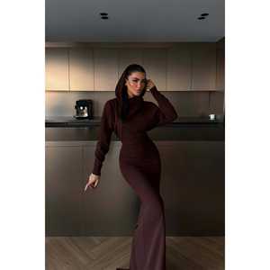 Robe longue à capuche moulante décontractée d'été en Spandex, imprimé Magma Café Amer - Product Image 2