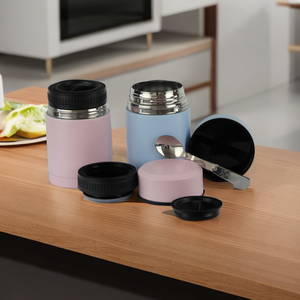 Pot à nourriture portable à double paroi en acier inoxydable 18/8 avec logo personnalisé style moderne boîte à <span class=keywords><strong>lunch</strong></span> extérieure cuillère à bento Tiffin pour enfants - Product Image 6