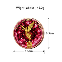 Pièce de monnaie en cuivre pur 99,9 % de 5 oz, modèle Libertad Angel du Mexique, plaquée or, avec relief 3D, en vrac, OEM d'usine