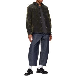 Chemises en jean streetwear décontractées vintage à boutons, coupe ample et oversize, en denim floqué classique pour hommes - Product Image 5