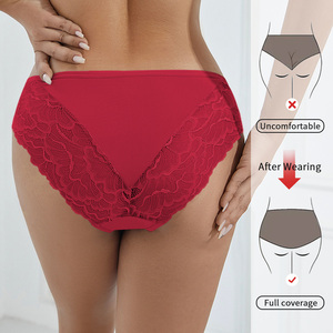 Breathable Eco-Friendly Women Underwear Panties Lace-edged Design of Mid-Rise Briefs Multi-Colors Available <strong>Thong</strong> for Ladies - Product Image 1