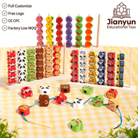 Juguetes Educativos Personalizados para el Desarrollo de la Motricidad Fina, Bloques de Madera Apilables de Colores, Juego de Enhebrar Cuentas para Niños Pequeños
