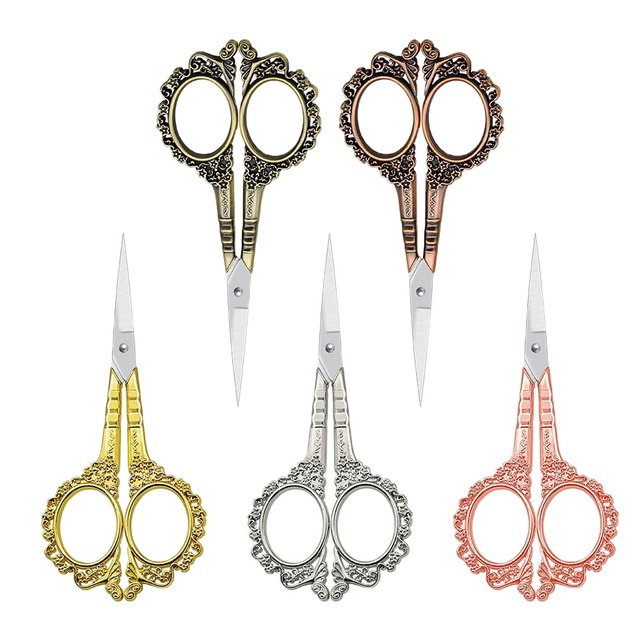 2026 New YD European Style Vintage Embroidery Scissors Plum Design Industrial Stainless Steel Fabric Scissors
