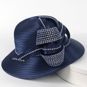 تخفيضات كبيرة جميلة حجر الراين قبعات بيضاء للكنيسة أنيقة امرأة راقية قبعة الكنيسة الزفاف سيناماي ديربي قبعات الكنيسة - Product Image 5