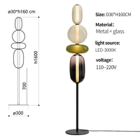 Lámpara de Pie Moderna de Vidrio Apilado Multicolor, Lámpara de Pie con Pantalla de Vidrio Empalmado en Columna Vertical para Decoración de Esquinas de Sala de Estar
