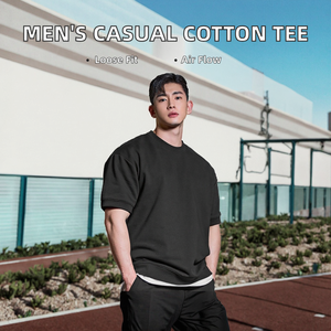 เสื้อยืดผู้ชายลำลองสำหรับฤดูร้อน ผ้าทอระบายอากาศ ทรงโอเวอร์ไซส์ แขนสั้น เหมาะสำหรับออกกำลังกาย วิ่งกลางแจ้ง ทรงหลวม - Product Image 2