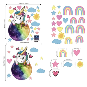 Autocollants muraux lumineux mignons et minuscules, <span class=keywords><strong>licorne</strong></span>, animal, univers, étoile, brillent dans le noir, décoration murale pour chambre d'enfant, chambre de bébé, décoration de la maison - Product Image 4