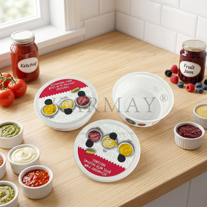 Tazón Redondo de PP para Salsas con Tapa, 250g, Impresión IML, Envase para Salsas Picantes, Recipiente para Almacenamiento de Alimentos, 98mm, Etiqueta Digital - Product Image 3
