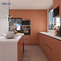 Cabinet de cuisine de conception moderne, armoire de cuisine modulaire personnalisée à Double face en bois massif de chine 18mm/en option