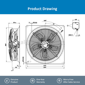 For W6D800-GD01-01 (101387960) 800mm 400VAC 880/670RPM 1940/1210W 3.9/2.23A Condenser Axial Cooling <b>Fan</b> Electric OEM ODM - Product Image 4