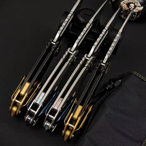 Nouveau modèle de couteau pliant en acier D2 de qualité supérieure, manche en titane TC4, usiné CNC, anodisé, couteau de poche tactique pour le camping en plein air, outil EDC - Product Image 5