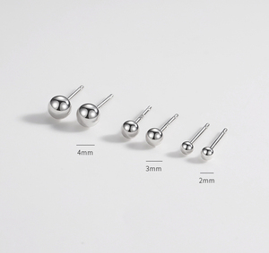 925 серьги-гвоздики из чистого серебра 2 мм 3 мм 4 мм - Product Image 1