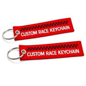 Porte-clés promotionnel en gros, personnalisé avec broderie de lettres, style Jet Tag, avec logo de marque de course tissé - Product Image 4