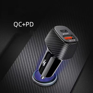 Nuevo Cargador de Coche de Fibra de Carbono 3.1A Tipo C+PD para iPhone 14 13 12 Xiaomi Huawei Samsung S21 <span class=keywords><strong>S22</strong></span> <span class=keywords><strong>Carga</strong></span> Rápida - Product Image 4
