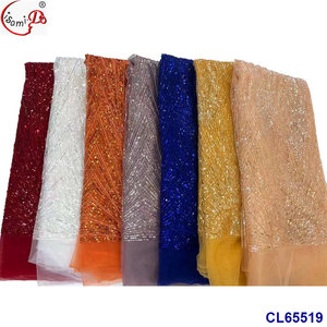 RTS Offre Spéciale lisami mariage blanc bleu marine violet bleu royal or perles de luxe paillettes grand design dentelle tissu - Product Image 2