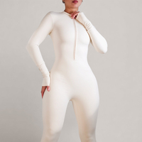 Combinaisons de sport à manches longues avec fermeture éclair pour femmes, combinaison extensible douce, vêtements de yoga, de fitness et de gym, vêtements de sport confortables