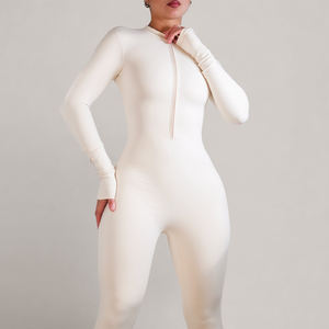 Tute sportive tute con cerniera a maniche lunghe tuta da donna morbida elasticizzata Yoga Fitness Gym indossare abbigliamento sportivo comodo - Product Image 6