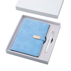 Cuaderno de Negocios Portátil A5 de Cuero Azul Daolin Beige, Simple y Elegante, con Juego de Bolígrafos, Caja de Regalo para Reuniones de Oficina, Impresión de Logotipo, China - Product Image 1