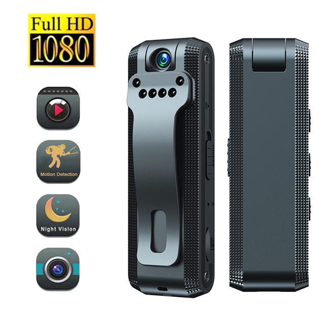 1080P Mini Body Camera Night Vision Motion Detection 180° Rotating Lens Wearable DVR Loop Recording Camcorder