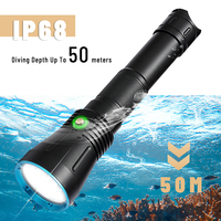 Lampe de plongée P70 avec indicateur de niveau de batterie, torche haute luminosité pour la chasse et le camping, lumière blanche rechargeable, étanche et portable