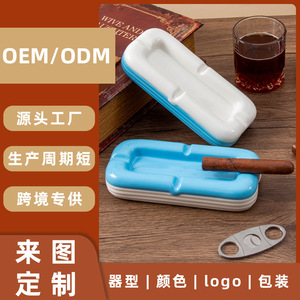 Cenicero de Cerámica Cuadrado Blanco y Azul, Porta Cigarros para Hogar, Oficina o Regalo, Número de Pieza DD1702 - Product Image 4
