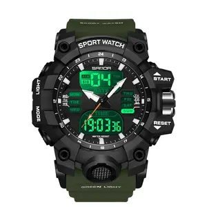 Sanda 6126 Digital Led Display Men Watches 3ATM Waterproof Japan Movt Chronograph Sports Resin Band Material Luxury For Men's