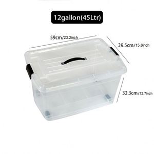 12-Gallon Transparent <b>Plastic</b> Storage Box with Thickened Handle Multi-Functional Toy Clothes Book Organizing <b>Crate</b> for Home Use - Product Image 5