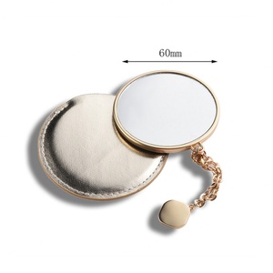 Round Shaped <b>Compact</b> <b>Mirror</b> Bling Glitter PU Leather Sleeve Pocket Cosmetic <b>Mirror</b> - Product Image 6