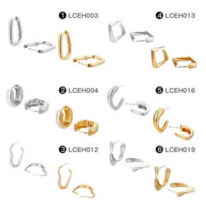 New Trend Hypoallergenic 925 Sterling Silver Needle Hoop Earrings Gold Plated Brazilian Jewelry Heart Earring Woman