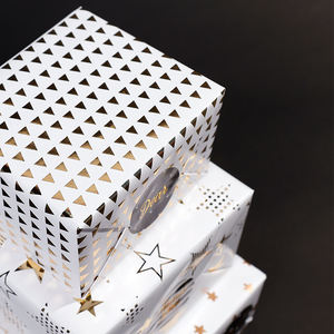 Venta al por mayor desechable 80g recubierto de papel de Arte de cumpleaños virgen Hotstamping 43*300cm regalo de lujo embalaje personalizado rollo de papel de regalo - Product Image 5