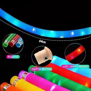 PopTube発光圧力緩和水パイプ、ストライプテレスコピック、光ストレッチ付きDIY LED玩具、圧力リリーフ - Product Image 3