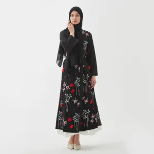 2024 Contemporary Modesty Floral Abaya With Spandex Women's Modern Islamic Fashion Dresses