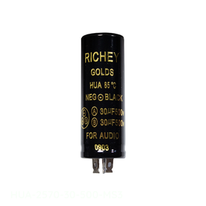Condensador de Montaje con Abrazadera HUA-2570-30-500-MS3 30uF+30uF 500V HUA Lugged Ecap del Fabricante - Product Image 1