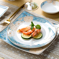 Services de vaisselle en porcelaine, céramique et porcelaine fine, style nordique de luxe, 60 pièces, coffret cadeau, kit de tasses minimaliste, motif végétal, vente en gros