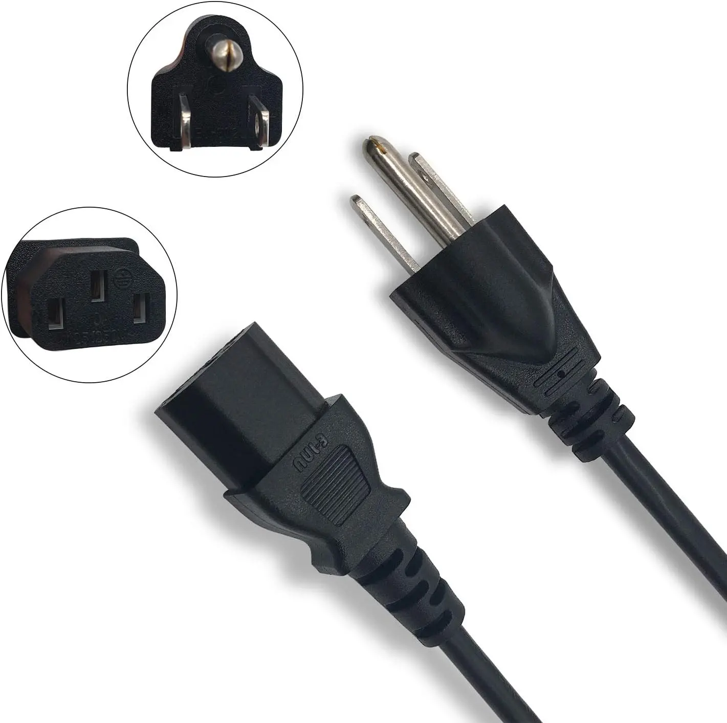 Американский стандарт США шнур питания переменного тока бесплатный образец 3-контактный штекер США 3-контактный кабель питания для компьютера
