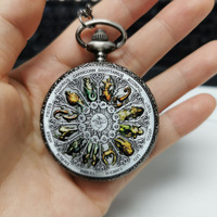Montre de poche steampunk avec 12 signes astrologiques pour collection, pendentif de montre avec médaillon zodiacal avec chaîne de collier pour cadeau