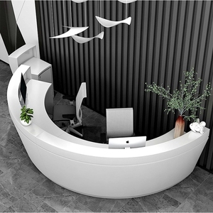 B052 Arc Shaped Modern Bar Counter Reception Desk for Beauty Salon Hotel Gym Hospital Supermarket-Corrosion Resistant - Product Image 1
