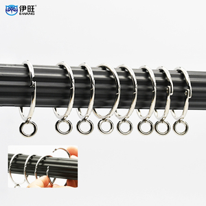 EWANG Silver Hinged Lock Button Curtain Rings <b>Clips</b> Shower Curtain Hooks - Product Image 3