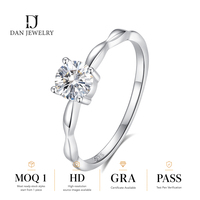 Bague de couple en argent sterling plaqué rhodium avec moissanite ronde couleur D, testée par stylo de vérification, fournisseur de bijoux en gros